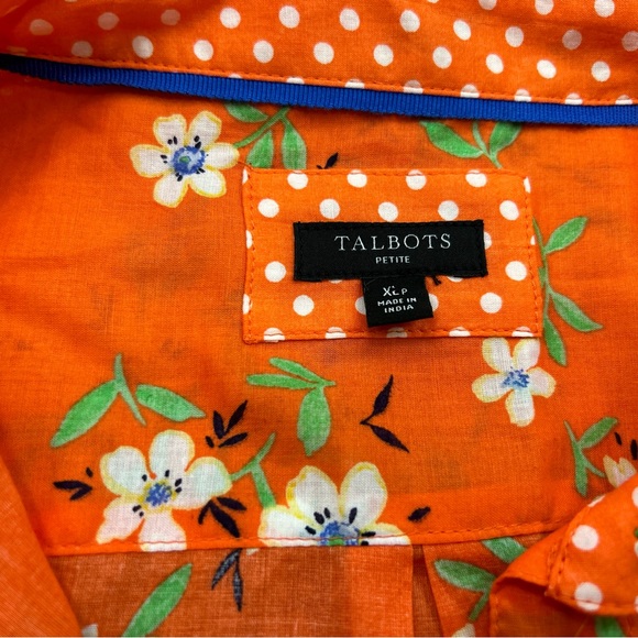 Talbots COTTON BUTTON FRONT SHIRT - LIVELY DITSY New without tag - Picture 6 of 13